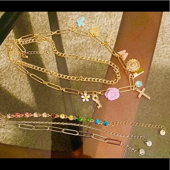 Paperclip Charm Necklace and Bracelet Set - Picture 5 of 10